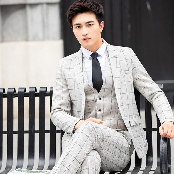men's suits & blazers traje a cuadros de alta calidad para hombre, chaqueta ajustada 3 piezas primavera y otoo con pantalones chaleco,, White;black
men's suits & blazers traje a cuadros de alta calidad para hombre, chaqueta ajustada 3 piezas primavera y otoo con pantalones chaleco,, White;black