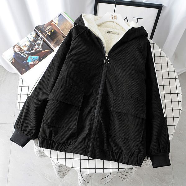 autumn winter women's jacket warm corduroy coat casual hooded jacket for women lamb fur lining outerwear female basic jacket 201106, Black;brown
autumn winter women's jacket warm corduroy coat casual hooded jacket for women lamb fur lining outerwear female basic jacket 201106, Black;brown