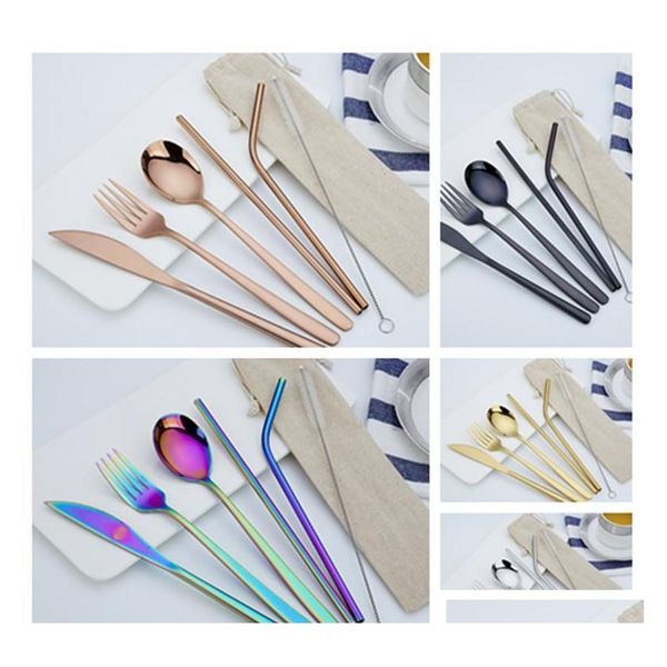 new pcs 1set stainless steel cutlery set knife fork spoon straw with cloth pack kitchen dinnerware tableware kit flatware setst2i55413
new pcs 1set stainless steel cutlery set knife fork spoon straw with cloth pack kitchen dinnerware tableware kit flatware setst2i55413