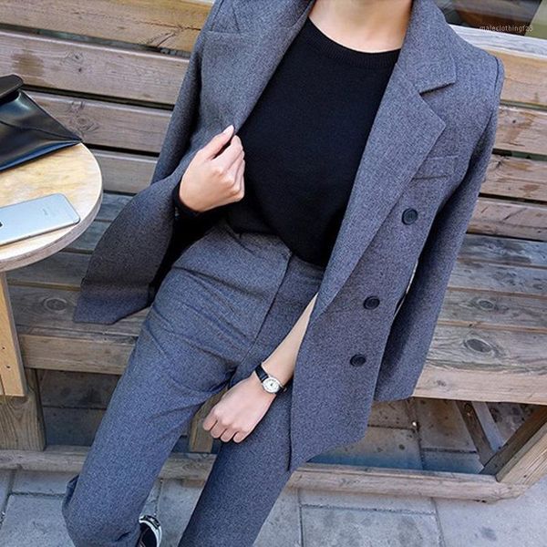 women's two piece pants fashion business pant suits uniform formal double breasted jacket and long black blazer set women 2 pieces suit, White
women's two piece pants fashion business pant suits uniform formal double breasted jacket and long black blazer set women 2 pieces suit, White