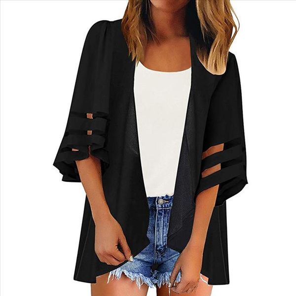 summer kimono cardigan women mesh panel 3 4 bell sleeve pure color chiffon loose cover up beach blouse d9625, White
summer kimono cardigan women mesh panel 3 4 bell sleeve pure color chiffon loose cover up beach blouse d9625, White