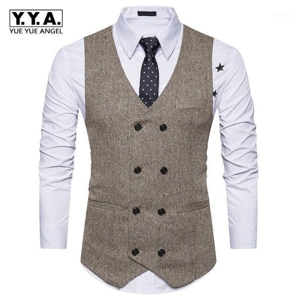 men's vests 2021 mens slim fitness double-breasted vest vintage black khaki formal dress suit business sleeveless jacket homme1, Black;white
men's vests 2021 mens slim fitness double-breasted vest vintage black khaki formal dress suit business sleeveless jacket homme1, Black;white