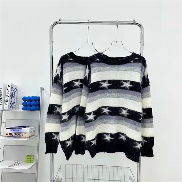 warehouse clothing winter style mohair star sweater women's sweet loose contrast color knitted pullover sale online_xbh1, Black
warehouse clothing winter style mohair star sweater women's sweet loose contrast color knitted pullover sale online_xbh1, Black