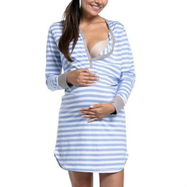 striped long sleeve maternity dress sizem, Black;pink