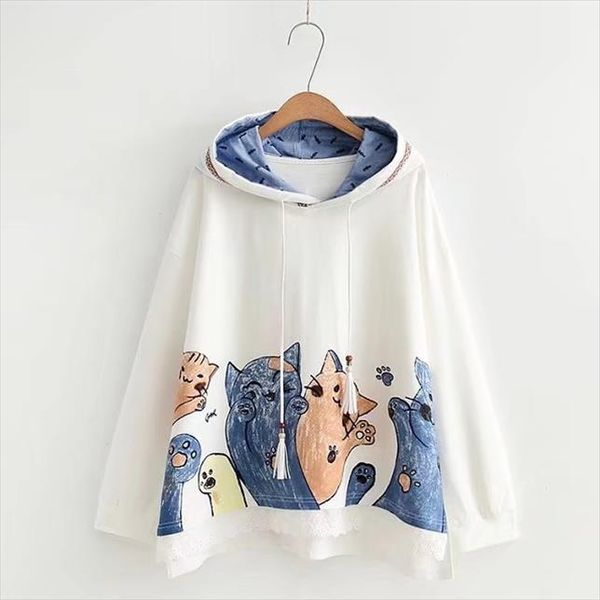 kawaii cat printed hoodies female lace patchwork hem autumn outerwear new womens funny loose hooded tracksuit sweatshirts, Black
kawaii cat printed hoodies female lace patchwork hem autumn outerwear new womens funny loose hooded tracksuit sweatshirts, Black