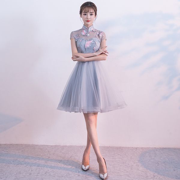robe de soiree new arrival gray lace kneelength stand collar vestido de festa prom dresses party dresses custom made evening, Black;red
robe de soiree new arrival gray lace kneelength stand collar vestido de festa prom dresses party dresses custom made evening, Black;red