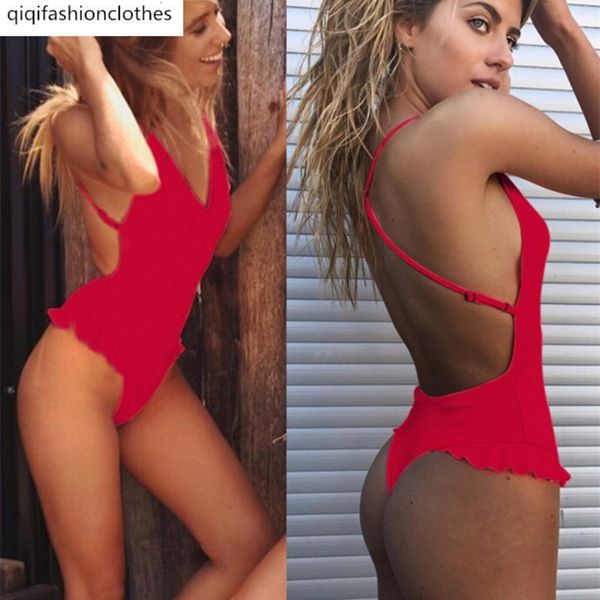 backless solid deep v one piece swimsuit for women, White;black