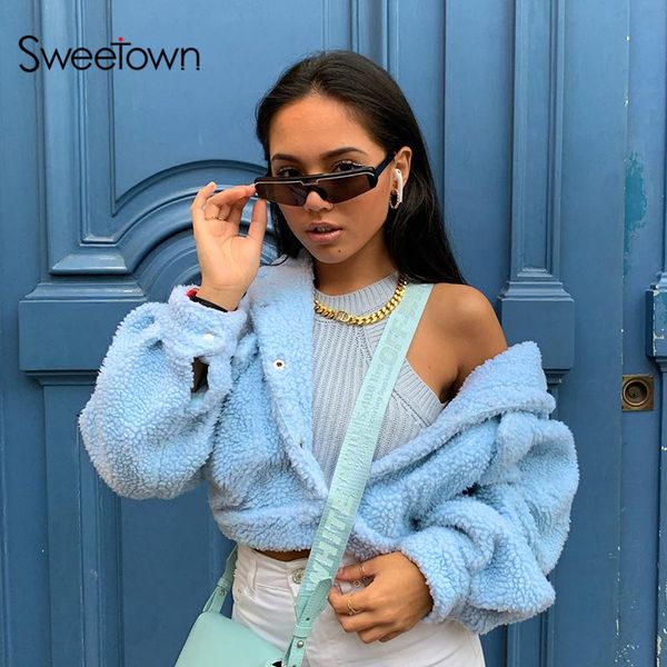 sweetown winter 2020 warm teddy jackets coats covered button turn down collar long sleeve ladies coat female autumn outfits c1106, Black;brown
sweetown winter 2020 warm teddy jackets coats covered button turn down collar long sleeve ladies coat female autumn outfits c1106, Black;brown