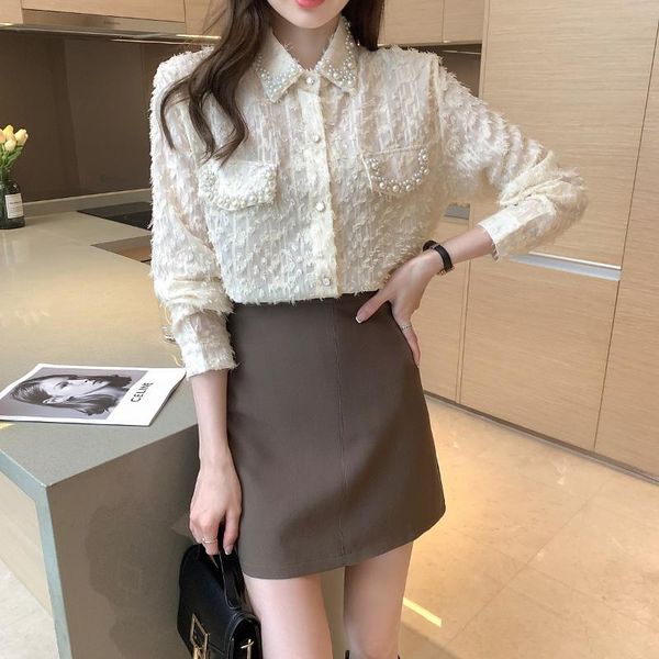 2021 spring new fashion temperament beaded chiffon shirt women long-sleeved loose tassel lace shirt, White
2021 spring new fashion temperament beaded chiffon shirt women long-sleeved loose tassel lace shirt, White
