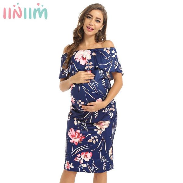 maternity dresses elegant pregnancy casual stretchy ruched sides floral printed ruffles off shoulder bodycon dress for pregnant, White
maternity dresses elegant pregnancy casual stretchy ruched sides floral printed ruffles off shoulder bodycon dress for pregnant, White