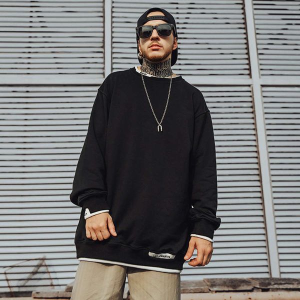 hip hop high street big size wear round neck national men's fashion spring and autumn loose hattless trend, Black
hip hop high street big size wear round neck national men's fashion spring and autumn loose hattless trend, Black