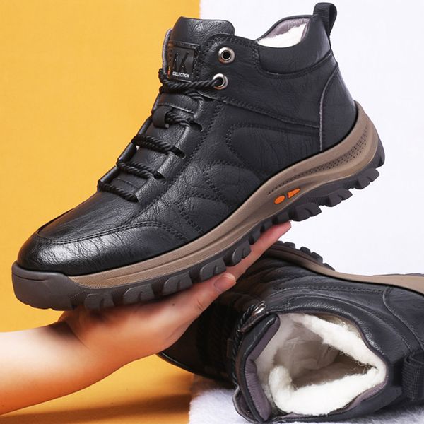 winter mens wool fur boots outdoor thick composite sole casual shoes cowhide leather designer sewing ankle boots m86917, Black
winter mens wool fur boots outdoor thick composite sole casual shoes cowhide leather designer sewing ankle boots m86917, Black
