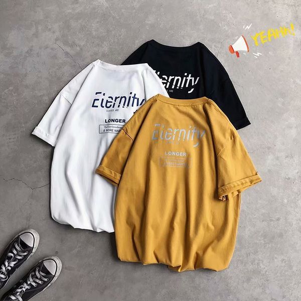 summer short t-shirt men's simple letter printing casual chic half korean loose quarter sleeve fashion, White;black
summer short t-shirt men's simple letter printing casual chic half korean loose quarter sleeve fashion, White;black