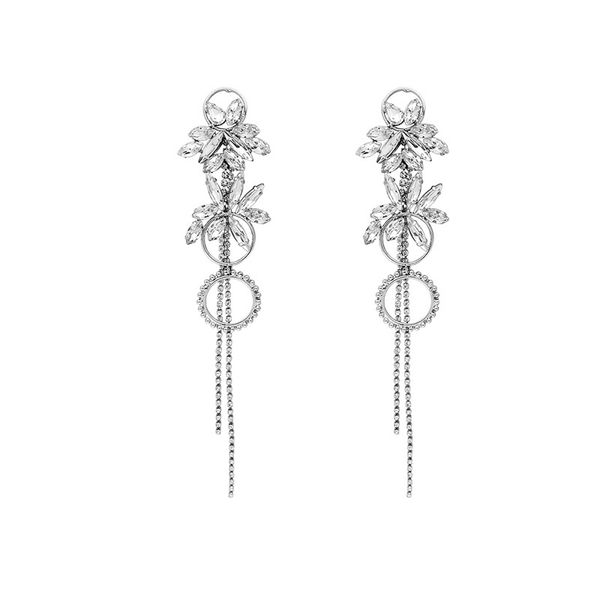 long tassel earrings ring earrings exaggerated big earrings temperament personality wild female cx200707, Silver
long tassel earrings ring earrings exaggerated big earrings temperament personality wild female cx200707, Silver