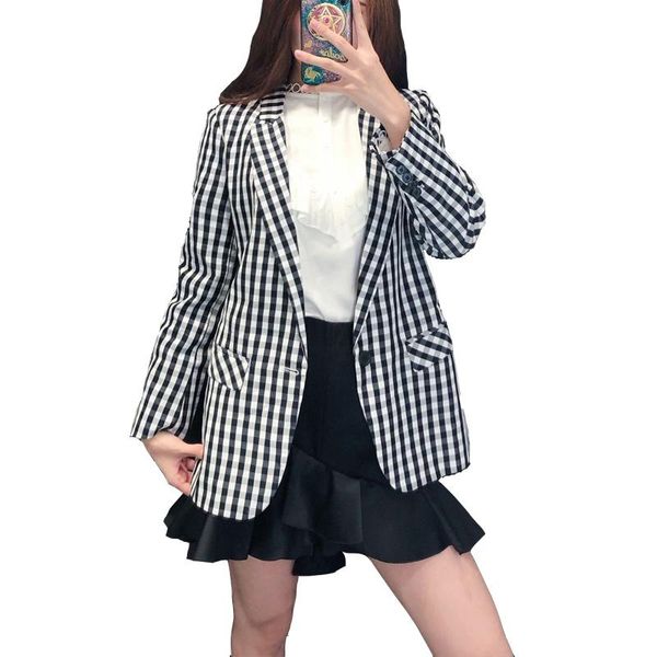 women autumn spring thin single button blazers long sleeve black white plaid yarn dye woven sml office lady drop shipping, White;black
women autumn spring thin single button blazers long sleeve black white plaid yarn dye woven sml office lady drop shipping, White;black