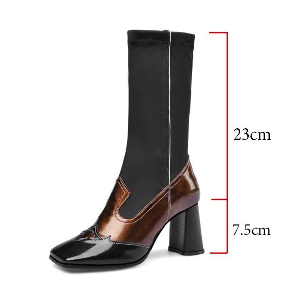 boots 2021 european square toe mixed color women mid-pantorrilla patchwork slip-on stretch chunky heel fashion mujeres, Black
boots 2021 european square toe mixed color women mid-pantorrilla patchwork slip-on stretch chunky heel fashion mujeres, Black