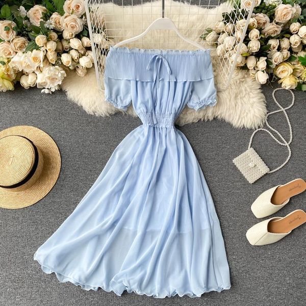 women summer off shoulder ruffle dress holiday solid a-line midi long club bohemian slash neck chiffon beach sundress, Black;gray
women summer off shoulder ruffle dress holiday solid a-line midi long club bohemian slash neck chiffon beach sundress, Black;gray