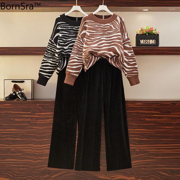 bornsra women outfits knitted 2 piece set autumn winter large size knit suit zebra pullover sweter wide legs pants elastic m0101, Gray
bornsra women outfits knitted 2 piece set autumn winter large size knit suit zebra pullover sweter wide legs pants elastic m0101, Gray