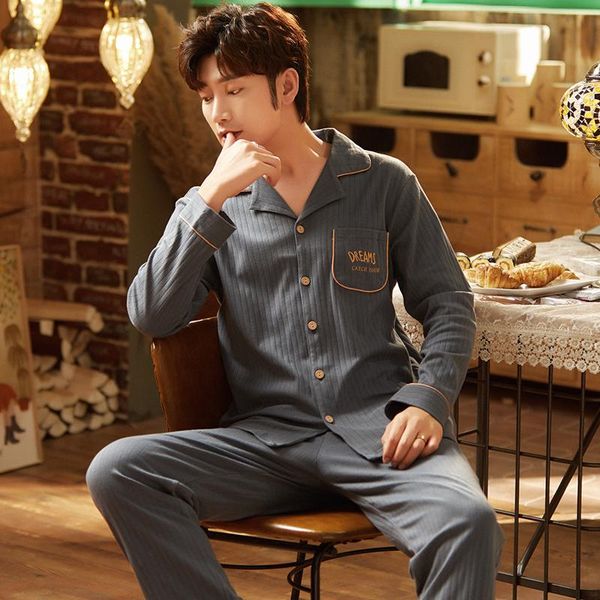 men's sleepwear 2021 autumn men pajamas long sleeve male set pure full cotton for homewear suit enlarged size 3xl, Black;brown
men's sleepwear 2021 autumn men pajamas long sleeve male set pure full cotton for homewear suit enlarged size 3xl, Black;brown