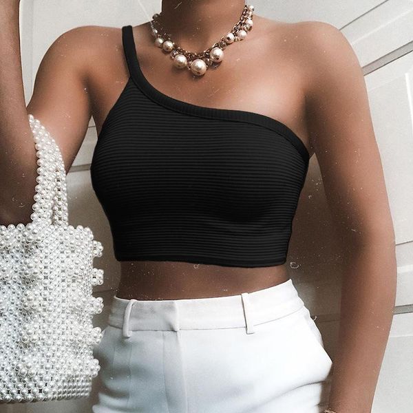 one shoulder straps tank camis off shoulder crop short women summer clothes new elastic streetwear1, White
one shoulder straps tank camis off shoulder crop short women summer clothes new elastic streetwear1, White
