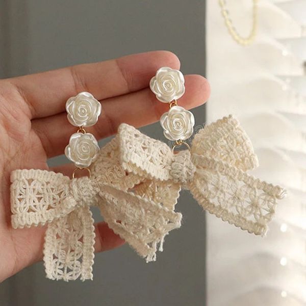 korean sweet white bowknot dangle earrings women fashion fabric lace bow drop earrings jewelry gift, Silver
korean sweet white bowknot dangle earrings women fashion fabric lace bow drop earrings jewelry gift, Silver