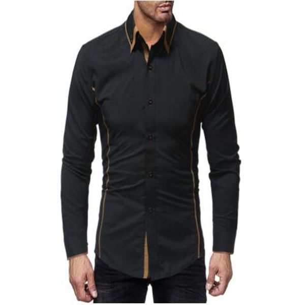 autumn and winter new style colour contrast lapel men's casual slim long-sleeve shirt, White;black
autumn and winter new style colour contrast lapel men's casual slim long-sleeve shirt, White;black