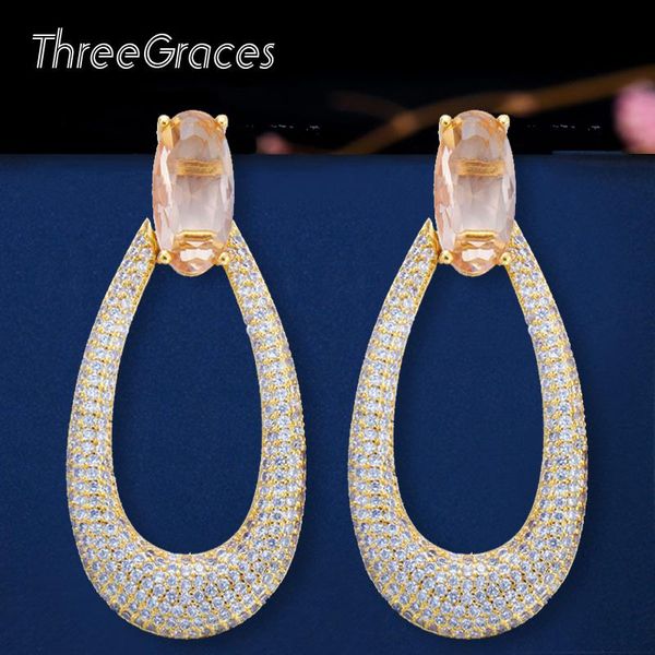 dangle & chandelier threegraces fashion designer champagne mirco pave cubic zircon crystal gold color long big round drop earrings for women, Silver
dangle & chandelier threegraces fashion designer champagne mirco pave cubic zircon crystal gold color long big round drop earrings for women, Silver