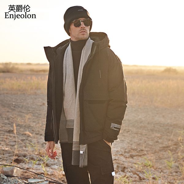 enjeolon brand winter jacket men hooded thick white duck down parka coat casual slim pockets down mens overcoat yr928 201022, Black
enjeolon brand winter jacket men hooded thick white duck down parka coat casual slim pockets down mens overcoat yr928 201022, Black