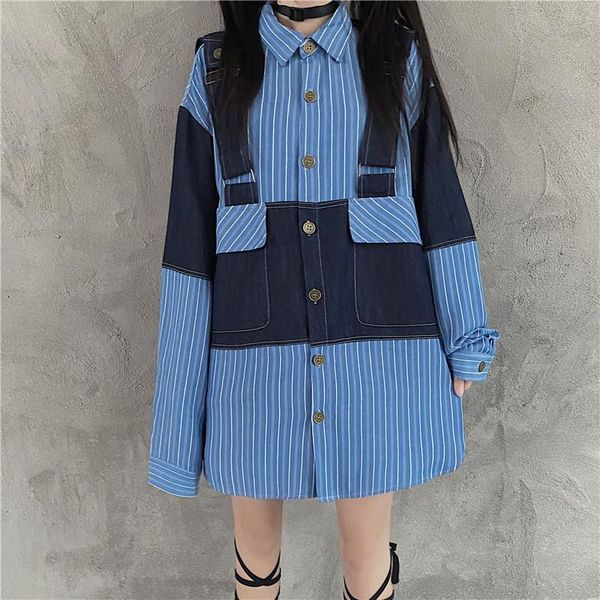 harajuku hip hop punk blue denim stitching stripe shirt korean trendy shirt blouse for men women women shrits long sleeve, White
harajuku hip hop punk blue denim stitching stripe shirt korean trendy shirt blouse for men women women shrits long sleeve, White