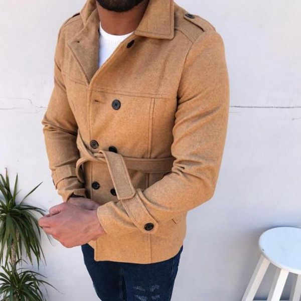 fashion mens trench coat jacket spring autumn mens overcoats casual solid color woolen trench coat for men clothing, Tan;black 
fashion mens trench coat jacket spring autumn mens overcoats casual solid color woolen trench coat for men clothing, Tan;black