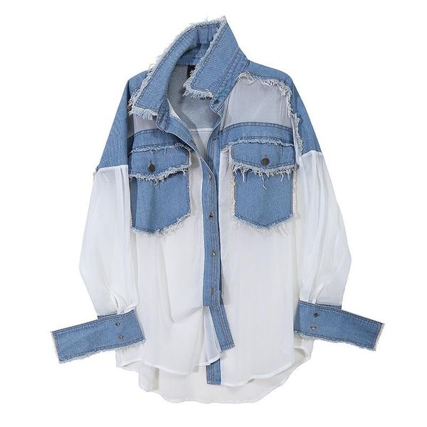superaen autumn new streetwear fashion loose shirt splicing denim blouse women, White
superaen autumn new streetwear fashion loose shirt splicing denim blouse women, White