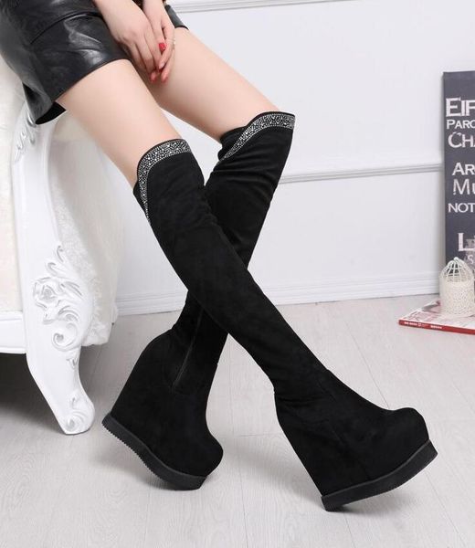 2020 long boots, knees, and winter, diamonds, new wedges, women's height, wild thick boots 21dr, Black
2020 long boots, knees, and winter, diamonds, new wedges, women's height, wild thick boots 21dr, Black