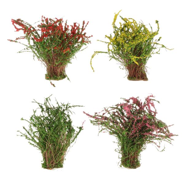 4pcs Miniature Fairy Garden Plants Ground Cover Flower Model Dollhouse Diy Accessories