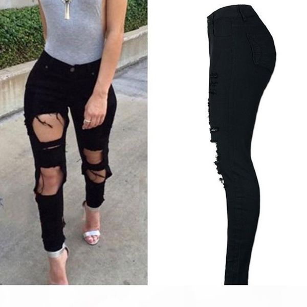 new fashion 2018 high elastic cotton women's black high waist torn jeans ripped hole knee skinny pencil pants slim capris, Blue
new fashion 2018 high elastic cotton women's black high waist torn jeans ripped hole knee skinny pencil pants slim capris, Blue