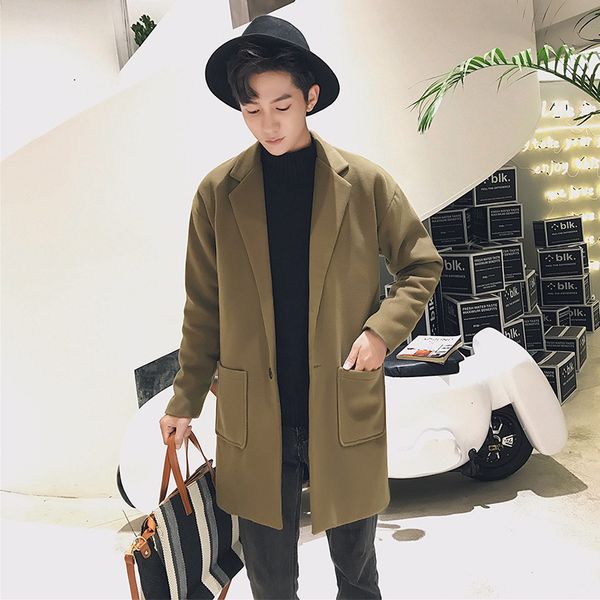 autumn winter new men's woolen overcoat loose, korean students' medium and long windbreaker, Tan;black
autumn winter new men's woolen overcoat loose, korean students' medium and long windbreaker, Tan;black