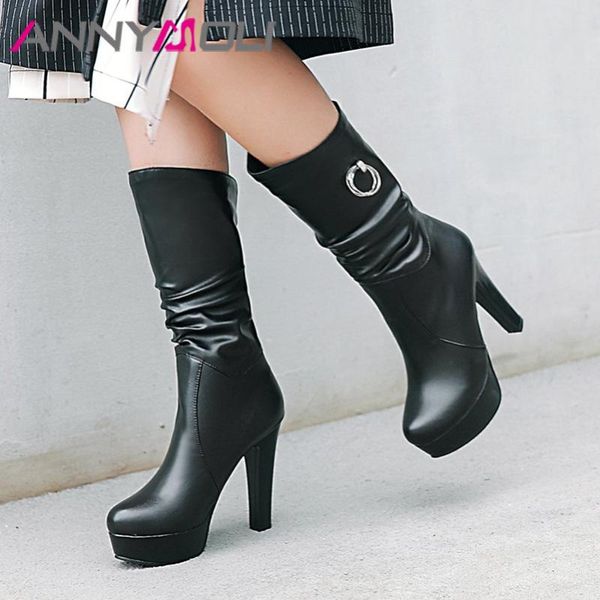 annymoli winter mid calf boots women pleated platform thick heel boots pu leather super high heel shoes lady autumn plus size 43, Black
annymoli winter mid calf boots women pleated platform thick heel boots pu leather super high heel shoes lady autumn plus size 43, Black