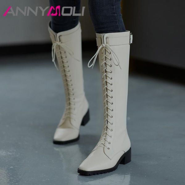 annymoli buckle real leather mid heel long boots women shoes square toe chunky heels knee high boots lace up zip female 42, Black
annymoli buckle real leather mid heel long boots women shoes square toe chunky heels knee high boots lace up zip female 42, Black