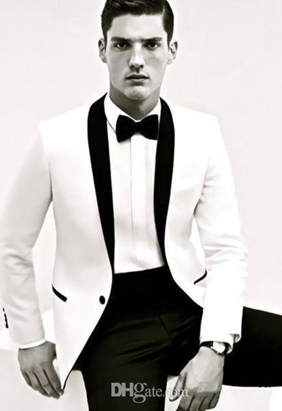 new fashion one button white and black groom tuxedos groomsmen shawl lapel man blazer mens wedding suits (jacket+pants+tie)1, White;black
new fashion one button white and black groom tuxedos groomsmen shawl lapel man blazer mens wedding suits (jacket+pants+tie)1, White;black