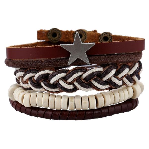 4 pcs/set vintage star rope leather braided bracelet set for man woman casual wristband hand jewelry gift drop shipping, Golden;silver
4 pcs/set vintage star rope leather braided bracelet set for man woman casual wristband hand jewelry gift drop shipping, Golden;silver