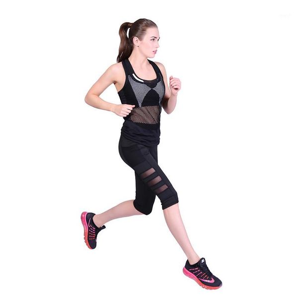 women's leggings women pants fashion design mesh patchwork fitness high waist knee-length legging with pockets1, Black
women's leggings women pants fashion design mesh patchwork fitness high waist knee-length legging with pockets1, Black