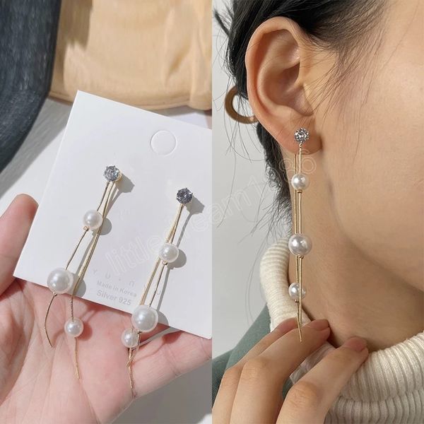 trend simulated white pearl chain long earrings for women rhinestone wedding pendant earring korean jewelry dangle drop earings, Silver
trend simulated white pearl chain long earrings for women rhinestone wedding pendant earring korean jewelry dangle drop earings, Silver