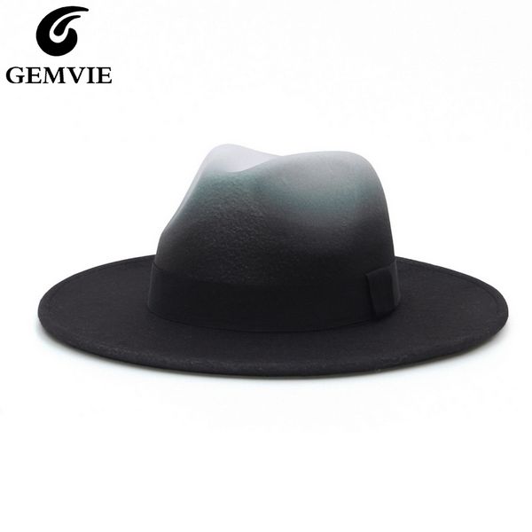 gemvie gradient color wide brim fedora hat for women felt hat for men autumn winter panama gamble jazz cap c0123, Blue;gray
gemvie gradient color wide brim fedora hat for women felt hat for men autumn winter panama gamble jazz cap c0123, Blue;gray