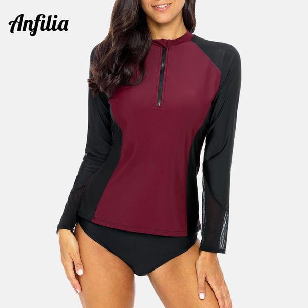 anfilia women long sleeve front zipper rashguard shirt swimsuit patchwork swimwear surfing hiking shirt rash guard upf50+1
anfilia women long sleeve front zipper rashguard shirt swimsuit patchwork swimwear surfing hiking shirt rash guard upf50+1