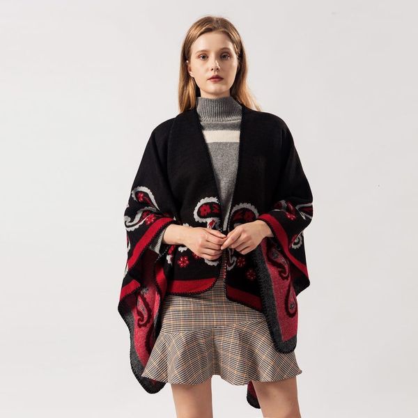 2020 winter imitation cashmere monochrome triangle needle shawl women's european and american classic cashew flower fashion cape, White;black
2020 winter imitation cashmere monochrome triangle needle shawl women's european and american classic cashew flower fashion cape, White;black