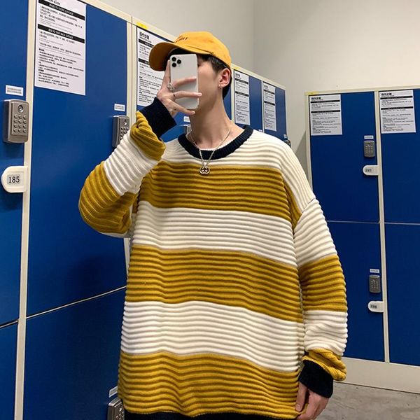 men sweater autumn new oversize classic stripe print long sleeve sweater casual fashion youth male clothing, White;black
men sweater autumn new oversize classic stripe print long sleeve sweater casual fashion youth male clothing, White;black