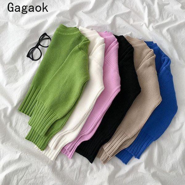 women's sweaters gagaok women short sweater 2021 spring autumn o-neck office lady solid knitted slim korean simple wild pullovers, White;black
women's sweaters gagaok women short sweater 2021 spring autumn o-neck office lady solid knitted slim korean simple wild pullovers, White;black