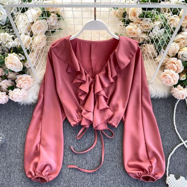 sweet ruffles blouse shirt new spring summer v neck puff sleeve lace up slim waist women's shirt solid casual female blusa1, White
sweet ruffles blouse shirt new spring summer v neck puff sleeve lace up slim waist women's shirt solid casual female blusa1, White