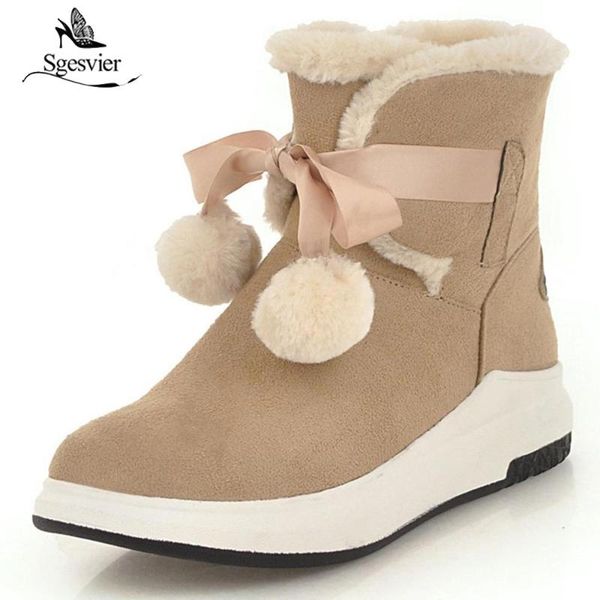 sgesvier women ankle boots med heel platform round toe winter lace up flock ladies warm fur snow boots plus size 34-43 ox883, Black
sgesvier women ankle boots med heel platform round toe winter lace up flock ladies warm fur snow boots plus size 34-43 ox883, Black