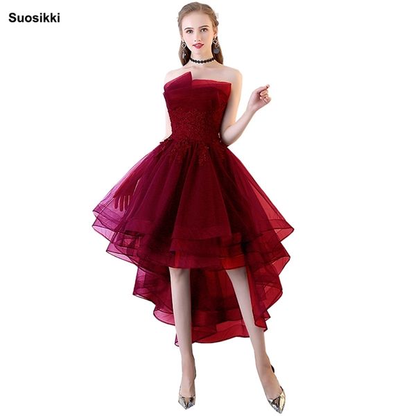 evening dresses short front long back party prom lace applique navy blue strapless vestidos de festa formal gown 201113, White;black 
evening dresses short front long back party prom lace applique navy blue strapless vestidos de festa formal gown 201113, White;black