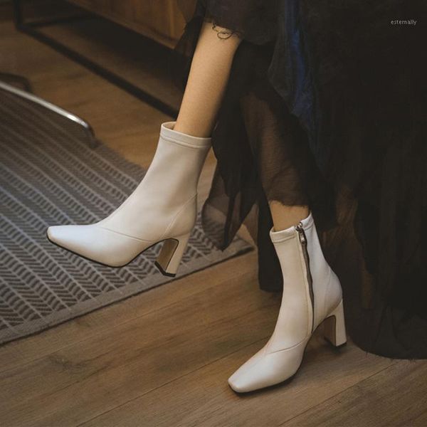new winter shoes women's boots genuine leather square toe zipper all-match modern mid-calf boots bottes femme1, Black
new winter shoes women's boots genuine leather square toe zipper all-match modern mid-calf boots bottes femme1, Black